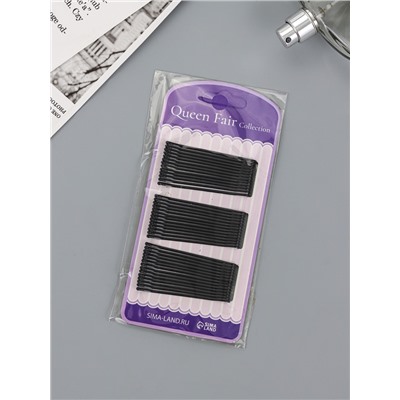 Невидимки для волос «Гладкие», набор 40 шт., 6 см, чёрные