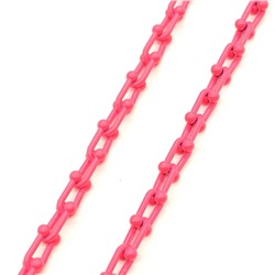 Цепочка для украшений, звено 15*9мм с эмалью цв.розовый яркий 50см