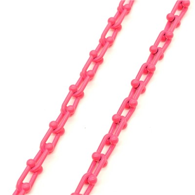 Цепочка для украшений, звено 15*9мм с эмалью цв.розовый яркий 50см