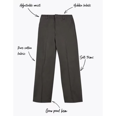 Boys' Cotton Skin Kind School Trousers (2-18 Yrs)