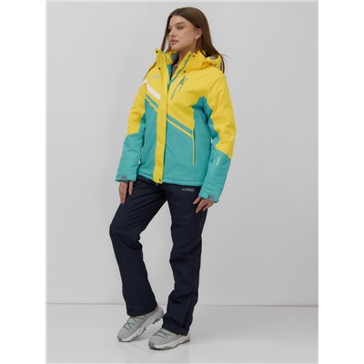 Горнолыжный костюм женский зимний УЦЕНКА желтого цвета 02812J