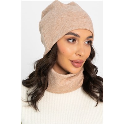 Комплект шапка шестиклинка и снуд (бежевый) ШШС3-23М