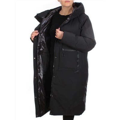 2236 BLACK Пальто женское зимнее AKIDSEFRS (200 гр. холлофайбера)