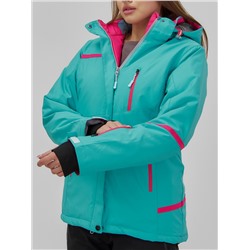 Горнолыжная куртка женская зимняя бирюзового цвета 7091Br