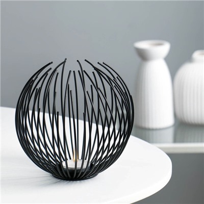 Подсвечник металлический на 1 свечу TAKE IT EASY «Шар», чёрный, 15.5×15 см