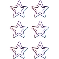Скрепки фигурные 25мм, Meshu "Stars", 6шт., пакет с европодвесом