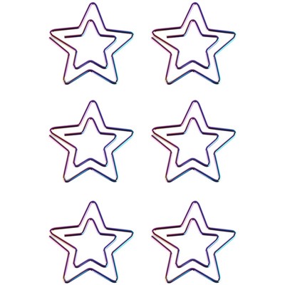 Скрепки фигурные 25мм, Meshu "Stars", 6шт., пакет с европодвесом