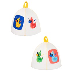 Шапка банная с принтом "Уточка", войлок белый синтетический