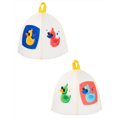 Шапка банная с принтом "Уточка", войлок белый синтетический