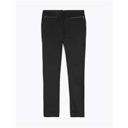 Girls' Super Skinny Zip School Trousers (2-18 Yrs)
