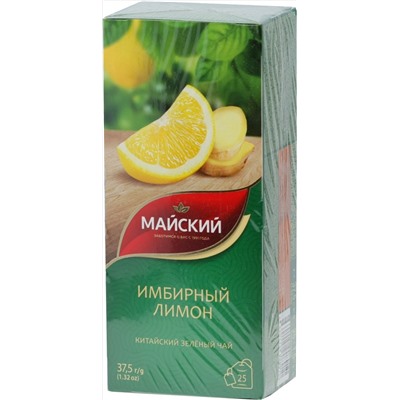 Майский. Зеленый (имбирный лимон) карт.упаковка, 25 пак.