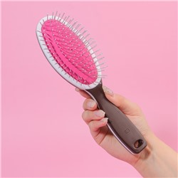 Расчёска массажная, 6×22 см, металлические зубчики, МИКС