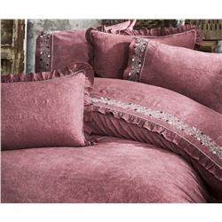 2 сп. Евро Комплект Постельного Белья Cotton Saten Pietra Mürdüm XL - EcoCotton