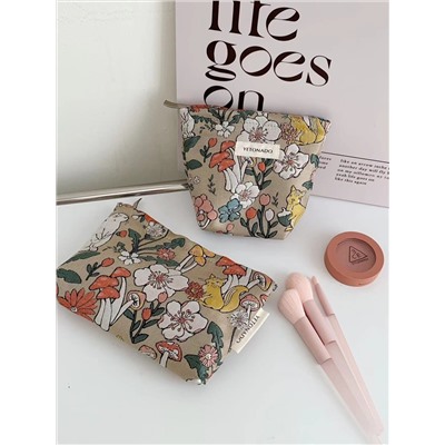 Cartoon capacious handheld cosmetic bag, storage bag for traveling, small clutch bag, pencil case