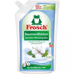 Концентрированный ополаскиватель для белья Цветы хлопка Frosch, 1 л на 40 стирок (мягкая упаковка)