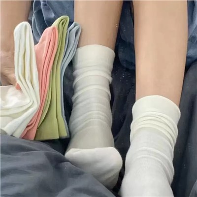Cotton summer colored thin autumn knee socks for pregnant, mid-length