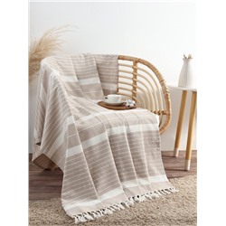 Плед «Этель» Beige stripe, 130×160 см, бежевый, хлопок 100%