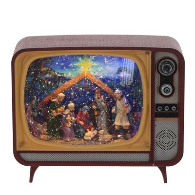 GAEM Изделие декоративное "Телевизор" (подсвет,вьюга,музыка, LR14х3 н/п +USB 100 см), L21 W12 H17 см