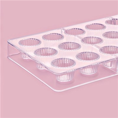 Форма для конфет и шоколада KONFINETTA «Конфетти», пластик, 27.5×13.5 см, 21 ячейка, прозрачная