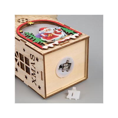 Ёлочная игрушка «Домик с Дедом Морозом», 14.5х11х8.5 см, 1 LED, от батареек, свечение тёплое белое