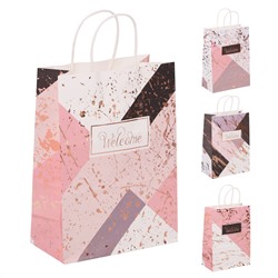 Пакет подарочный 18*25*9 Welcome крафт ассорти 4 вида КОКОС 232226/12/Китай