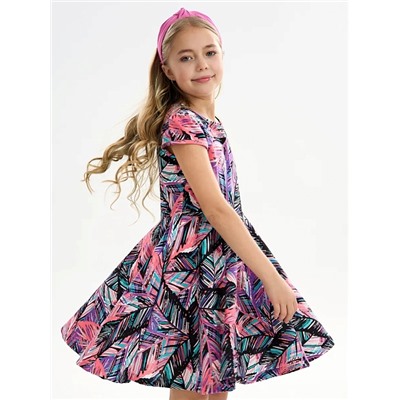 Детское платье "Птичка" / Тропики розовые