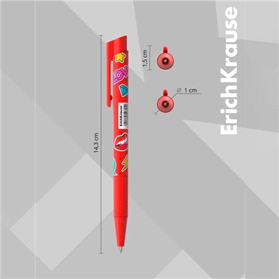 Ручка шариковая автоматическая ErichKrause ColorTouch Sweet love, узел 0.7 мм, чернила синие, резиновый держатель, тонкое письмо, покрытие Soft Touch