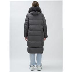 Пальто женское зимние с мехом песец большого размера темно-серого цвета 622_1TC