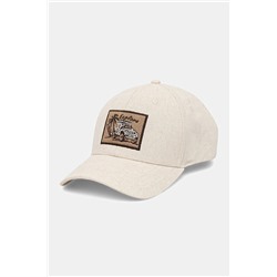 Czapka z daszkiem z domieszką lnu męska kolor beżowy