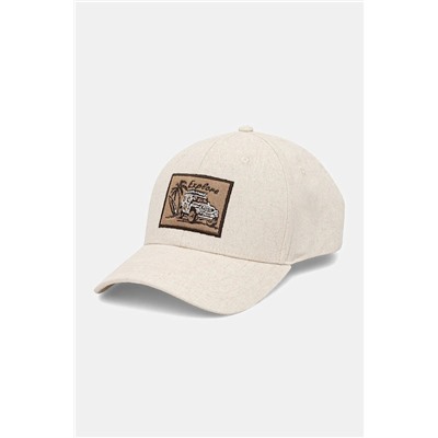 Czapka z daszkiem z domieszką lnu męska kolor beżowy