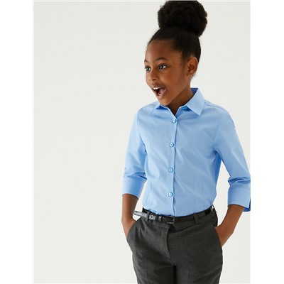2pk Girls' 3/4 Sleeve Easy Iron School Shirts (2-16 Yrs)