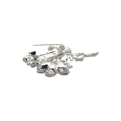 Брошь «Цветок» трилистник, цвет голубой в серебре