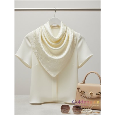 Платок однотонный из натурального шелка айвори Арт В1051/09