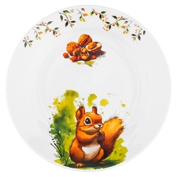 Набор посуды фарфоровый "Белка с орехом" 3 предмета: тарелка мелкая д175мм гладкий край, салатник д360мм, кружка 210мл, форма "Глория", подарочная упаковка (Россия)
