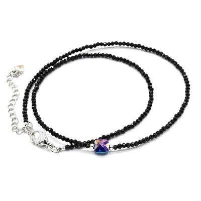 Чокер из шпинели шарик граненый 2мм с подвеской из циркона, 38см