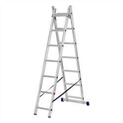 Лестница, 2 х 7 ступеней, алюминиевая, двухсекционная, Сибртех