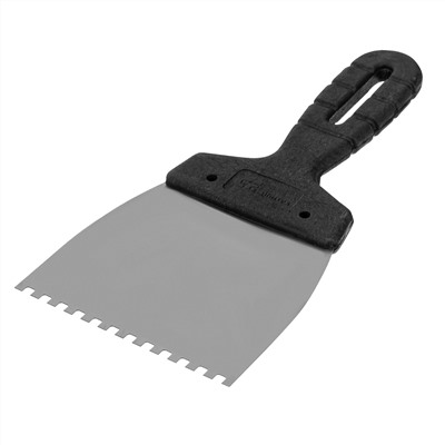 Шпатель из нержавеющей стали, 100 мм, зуб 4 х 4 мм, пластмассовая ручка Сибртех