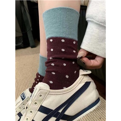 Demi-season Japanese retro brand cotton knee socks for men and women, mid-length, internet celebrity