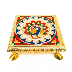 Минакари Чоуки для Пуджи, Minakari Chowki Pooja Decor (6 Inch), произв. Apka Mart