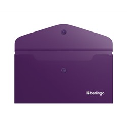 Папка-конверт на кнопке Berlingo "Soft Touch", C6, 200мкм, софт-тач, фиолетовая
