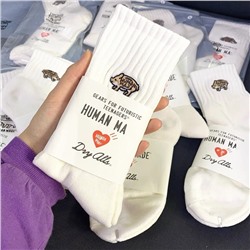 Tide, Japanese embroidery, thin sports cotton knee socks for men and women, with embroidery