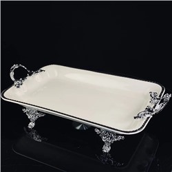 205-921 Блюдо 30,5см на ножках с ручками ATLANTIS в под.уп.(х12)Фарфор