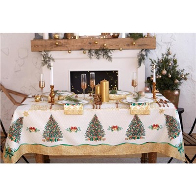 Скатерть новогодняя "Этель" "Golden Christmas" Скатерть новогодняя 150*110 +/-3см с ГМВО, 100%хл, 190г/м2