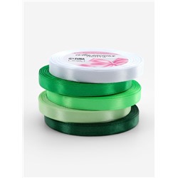 Атласная лента, набор 5 шт., 10 мм, 23±1 м, белая, зелёная