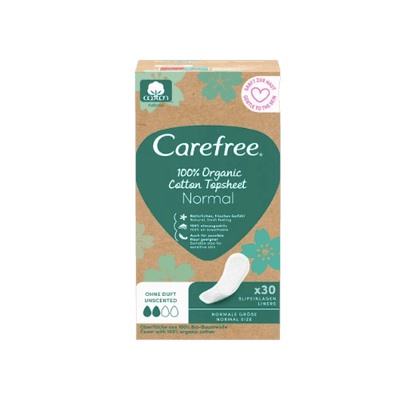 Carefree  Slipeinlagen Organic Cotton Normal 30 St, Карефри Ежедневные прокладки из органического хлопка Normal 30шт, 5 упаковок (150 штук)