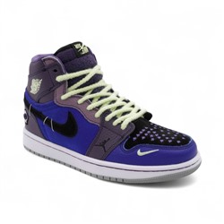 Кроссовки высокие из натуральной кожи В925-1 сине фиолетовые