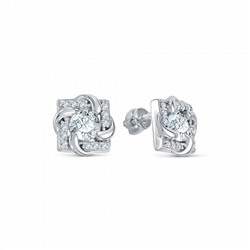 Серьги с фианитом родированные серебро 925*