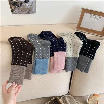 Demi-season warm woolen Japanese retro socks for boys, mid-length
