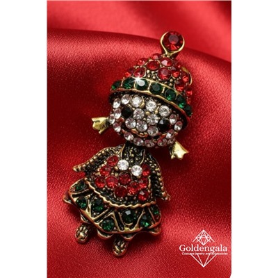 Брошь новогодняя "снегурочка" БР4 модель БРО/24 золото