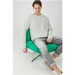 Longsleeve bawełniany męski z fakturą kolor zielony